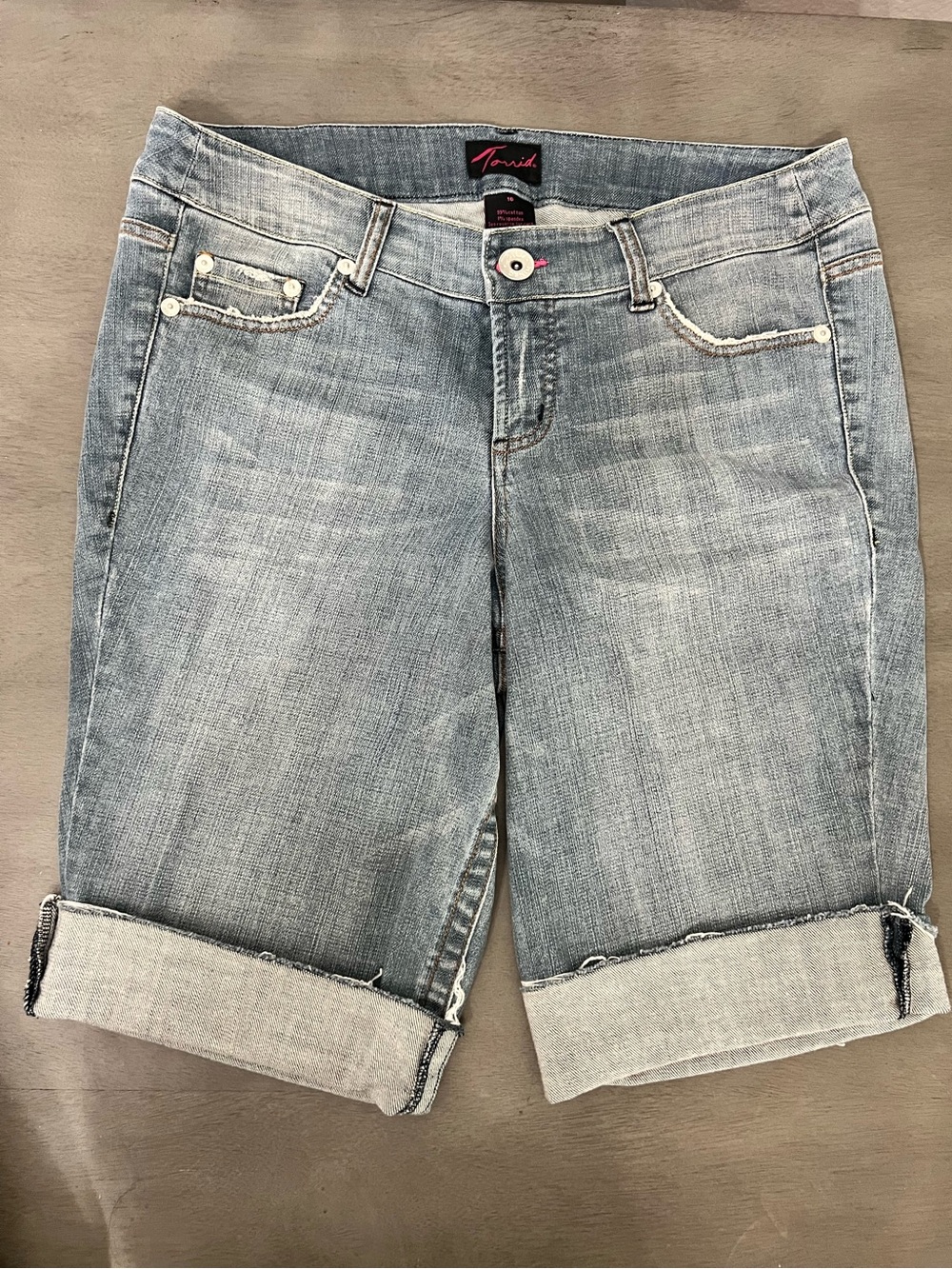 Torrid vintage distressed denim cuff shorts